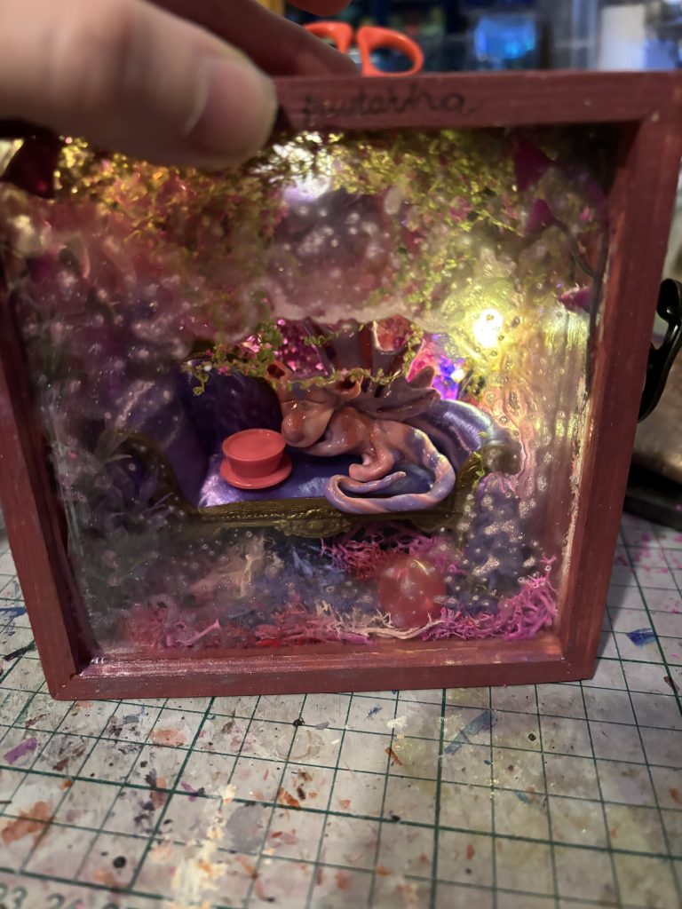 Miniature purple and pink garden